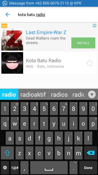 Pilih Kota Batu Radio (Web - Batu, Indonesia), jika belum terkoneksi dengan radionya klik icon play dibagian bawah